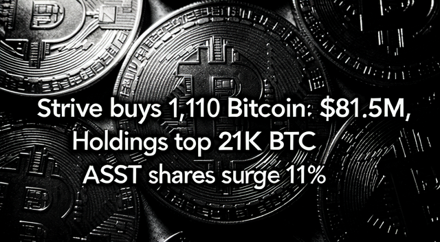Strive 吞下 1,110 枚 BTC、股價噴 11%：這場公告煙火還能辦幾場？ 封面圖